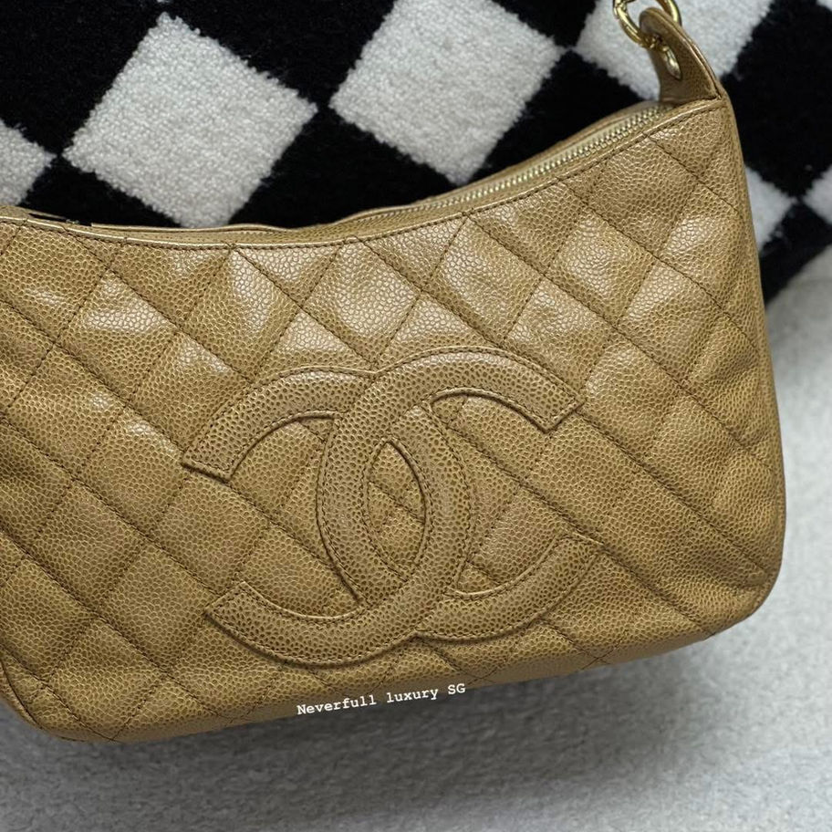 Beige Chanel quilted leather handbag