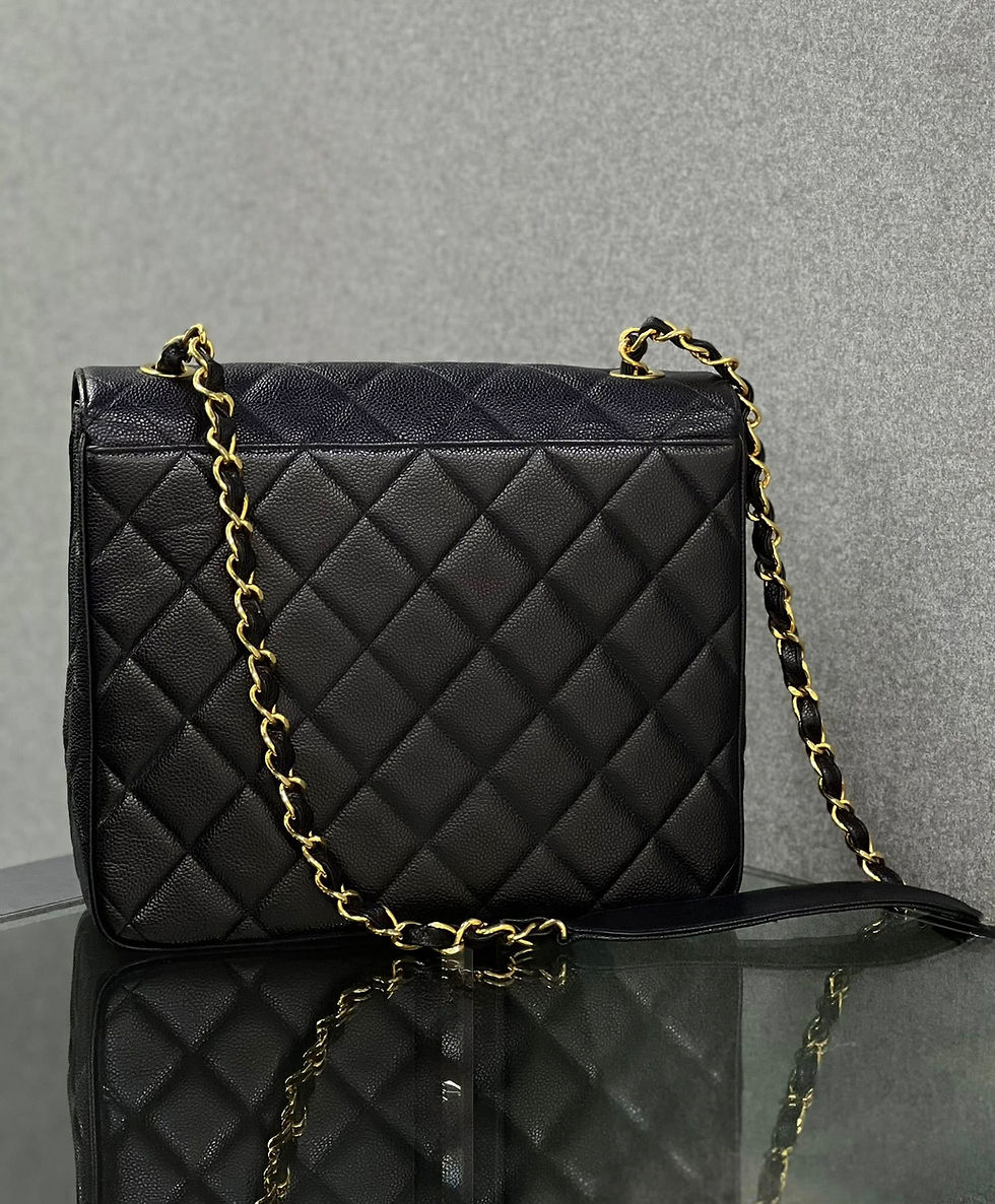 Chanel Vintage Large Square Bag in Black Back View