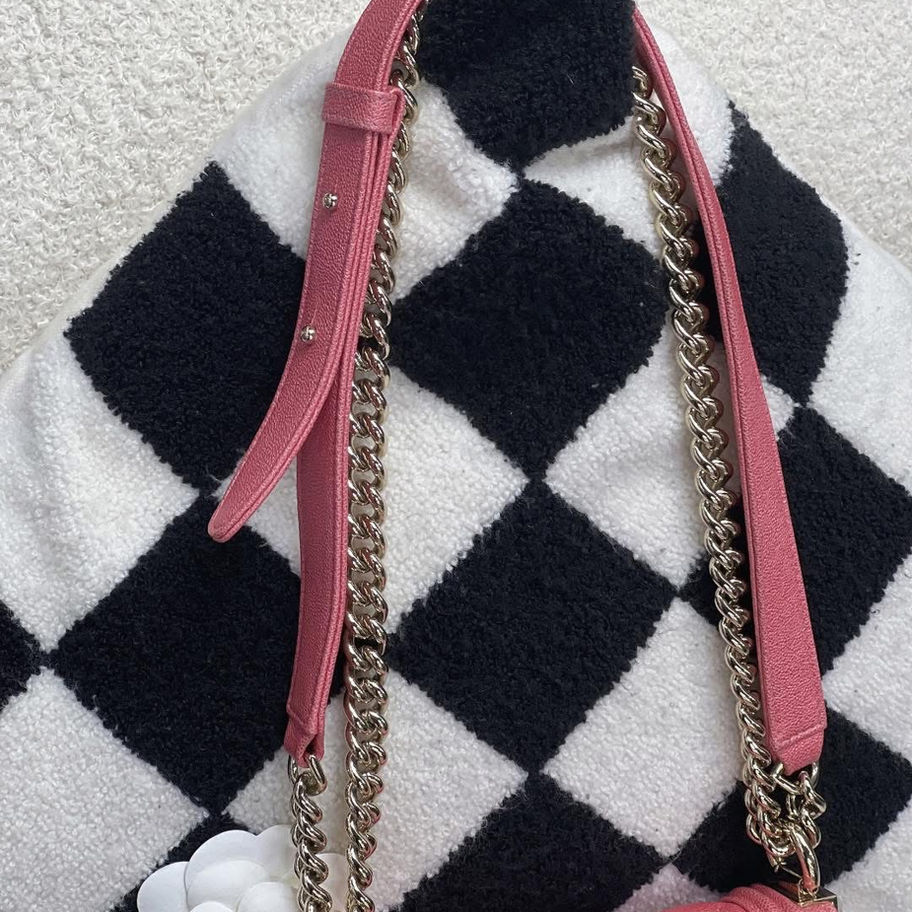 Chanel Boy Vertical 19S in Pink Iridescent Strap and Chain View
