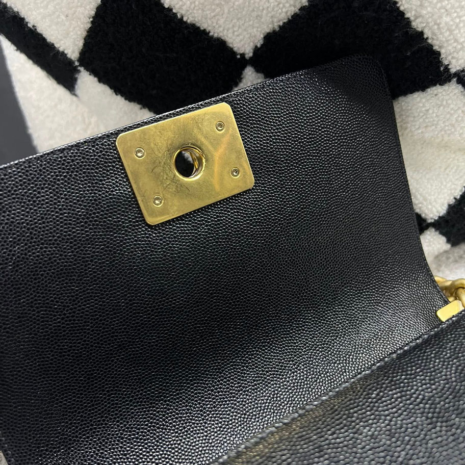 Chanel Small Boy in Black Flap Close Up View