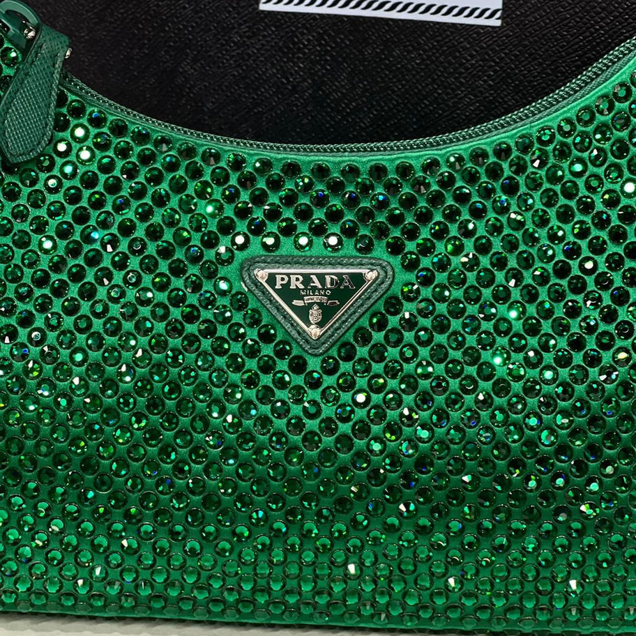 Green crystal Prada handbag