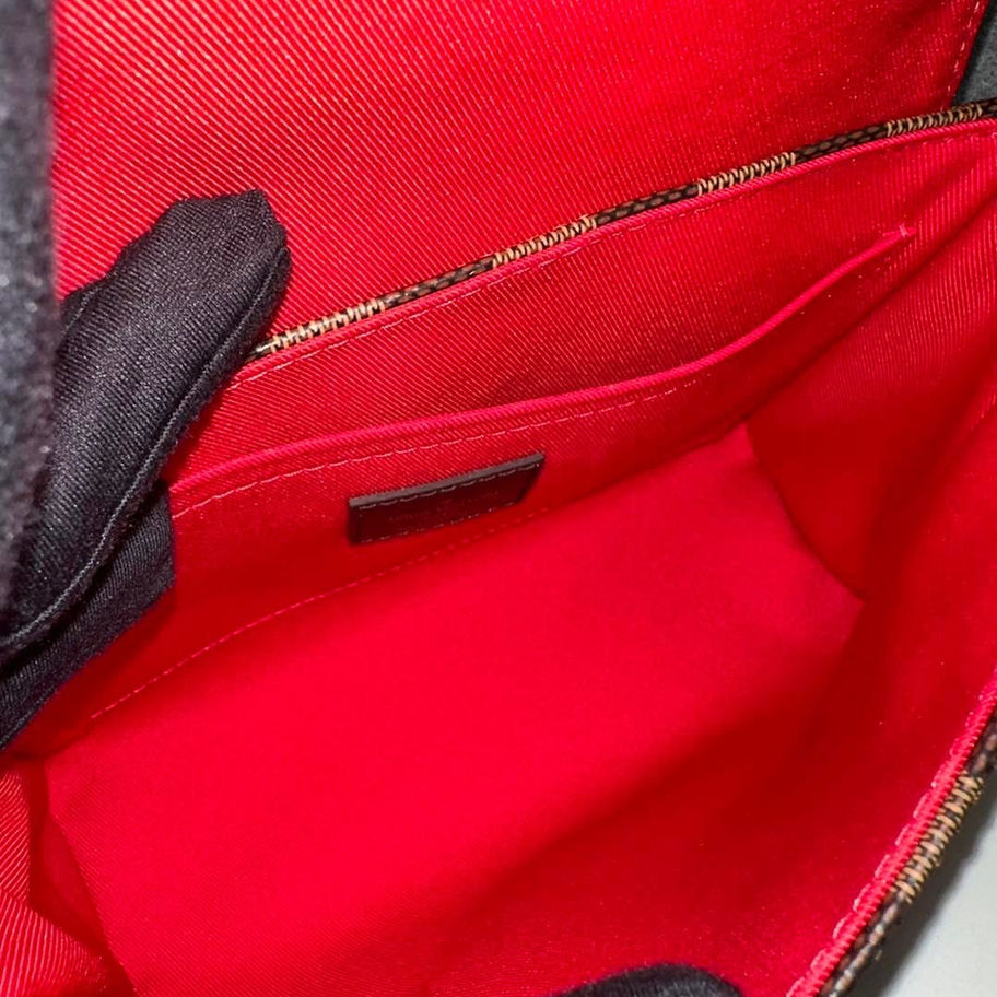 Red interior of Louis Vuitton bag