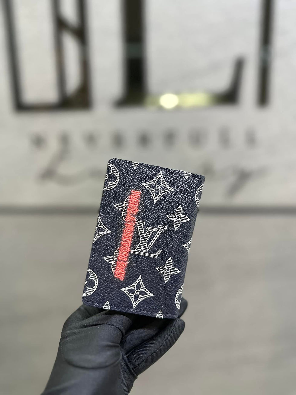 Louis Vuitton Zippy Coin Purse Wallet: Monogram Eclipse canvas with red detail