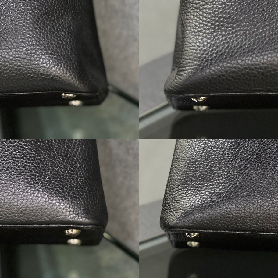 Louis Vuitton Capucines MM in Black Corner View