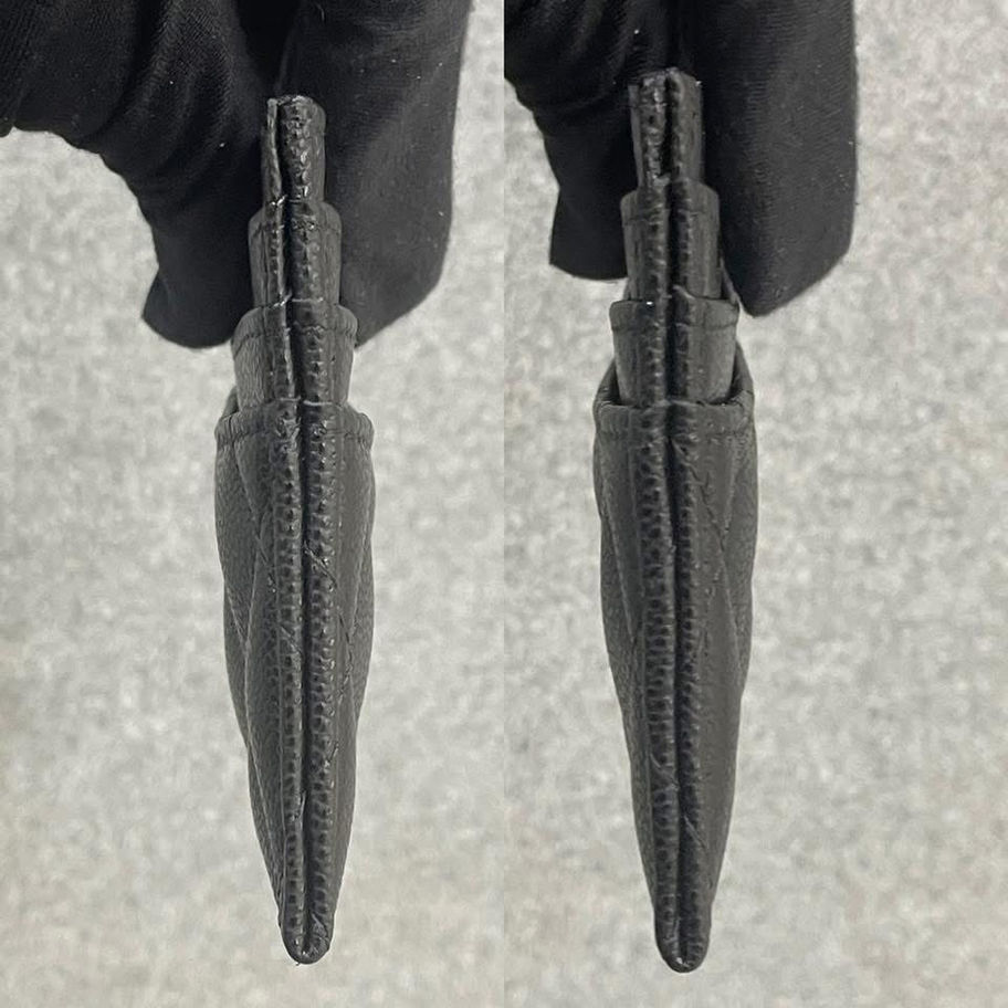 Chanel Classic Double Card Holder in Black Side View