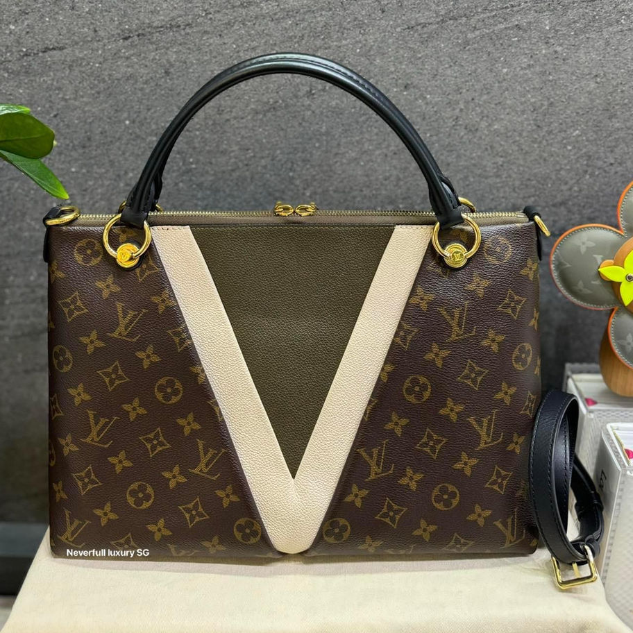 Louis Vuitton handbag, Monogram canvas, V-shaped design, luxury