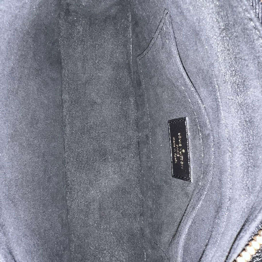 Black leather Louis Vuitton bag interior