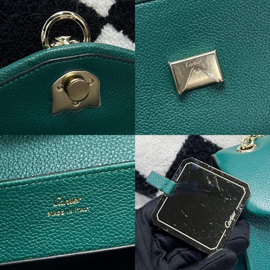 Green leather Prada bag details