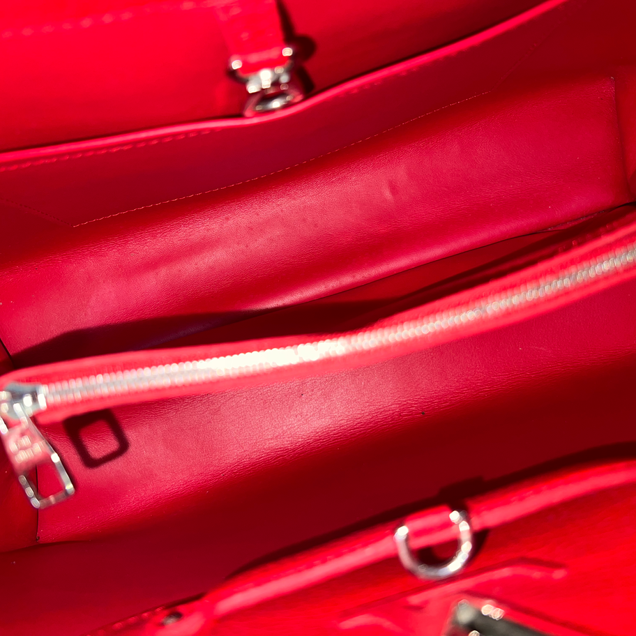 Louis Vuitton Capucines MM with Python Handle in Red Interior View