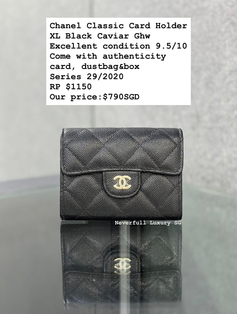 Chanel Classic Card Holder XL in Black Front View