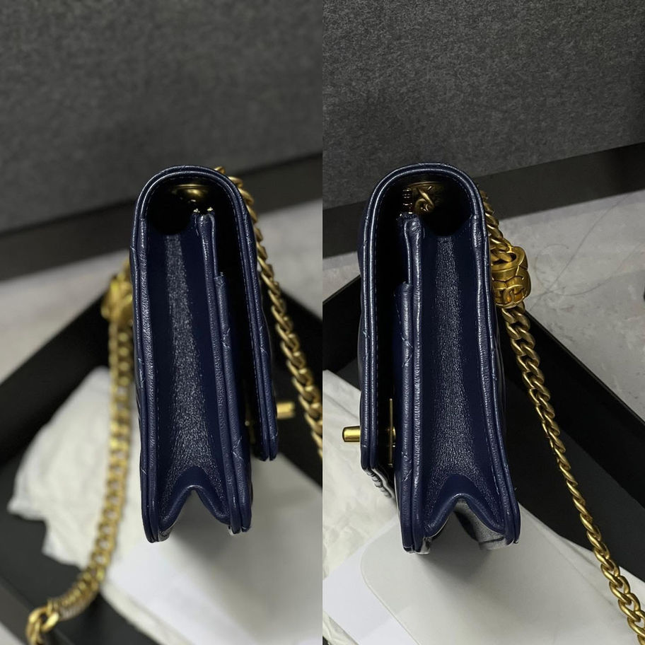 Navy blue leather crossbody bag
