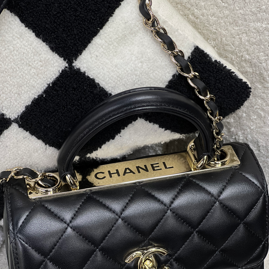 Chanel Mini Trendy Top Handle in Black Top View