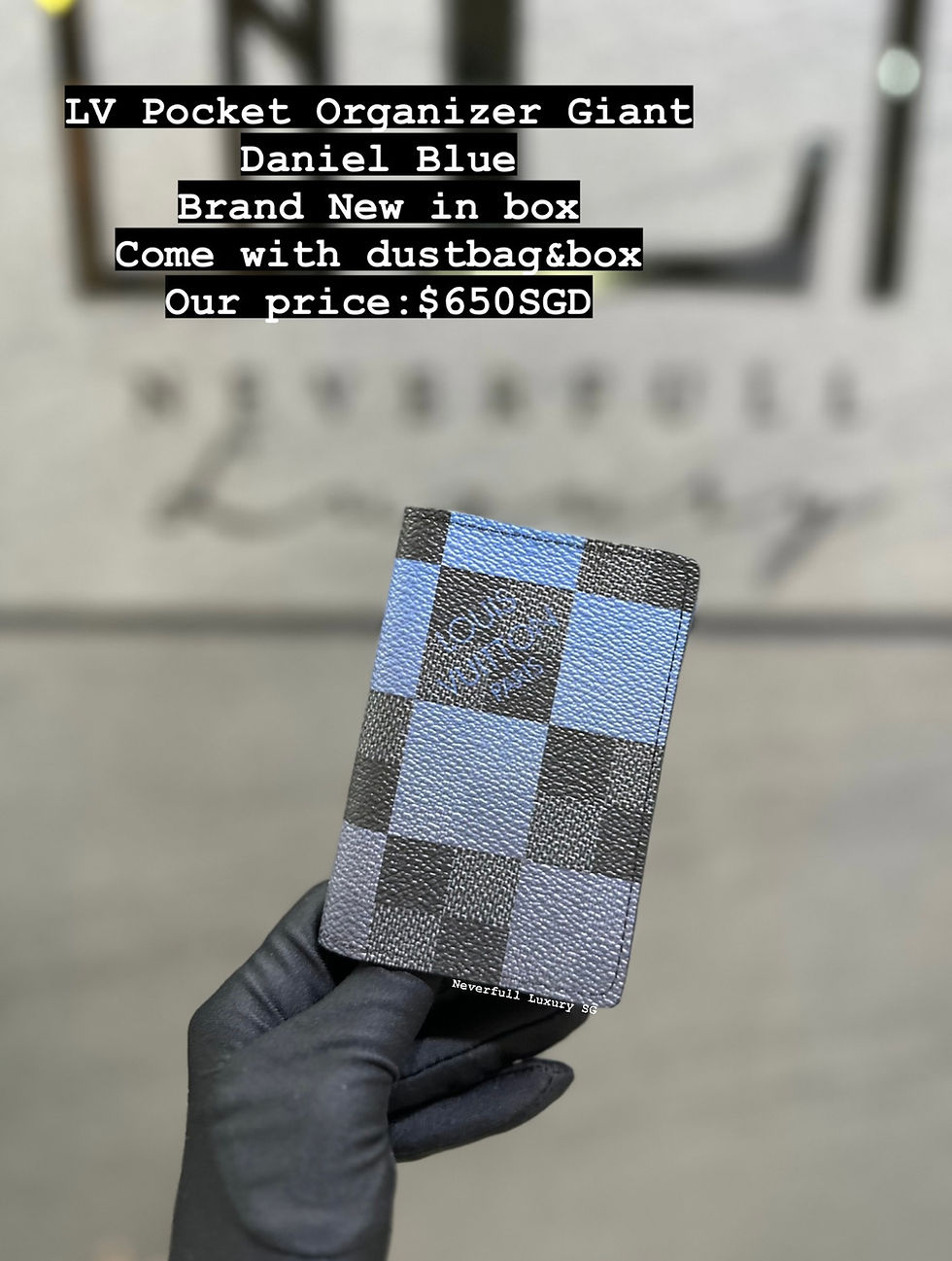 Louis Vuitton Damier Blue wallet, $650 SGD