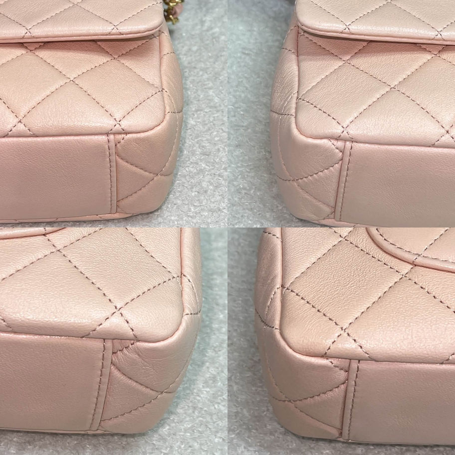 Chanel Mini Flap with Top Handle 24C in Pink Corner View