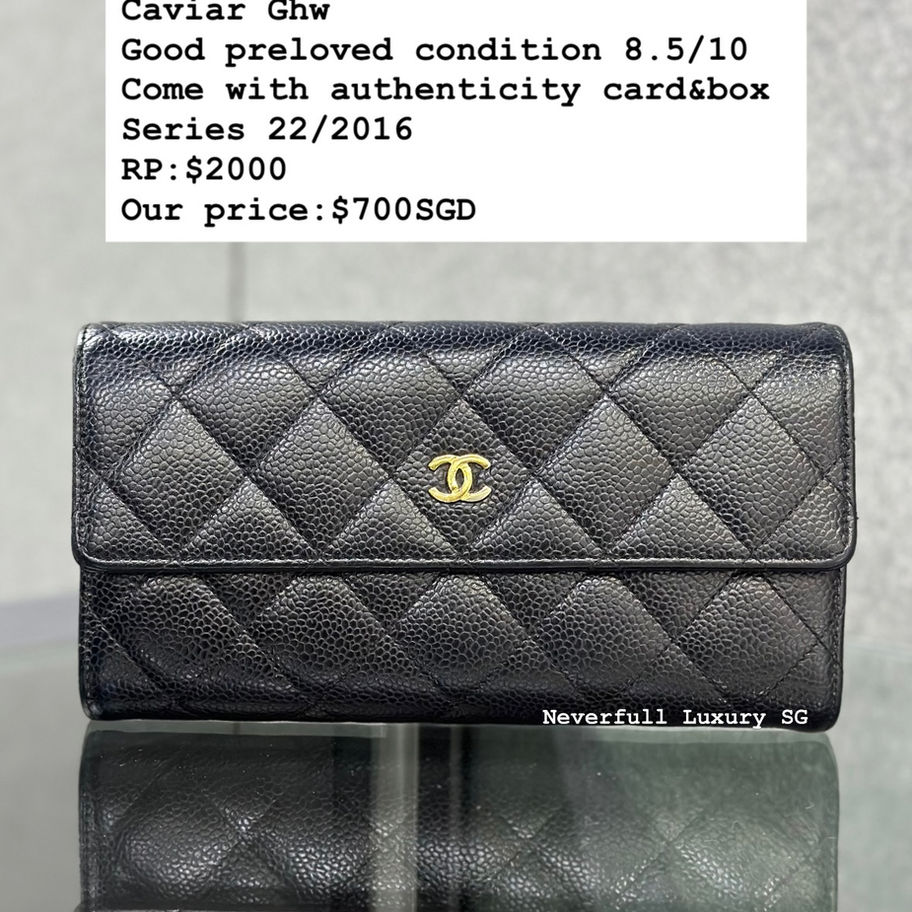 Chanel Classic Long Wallet in Black Front View