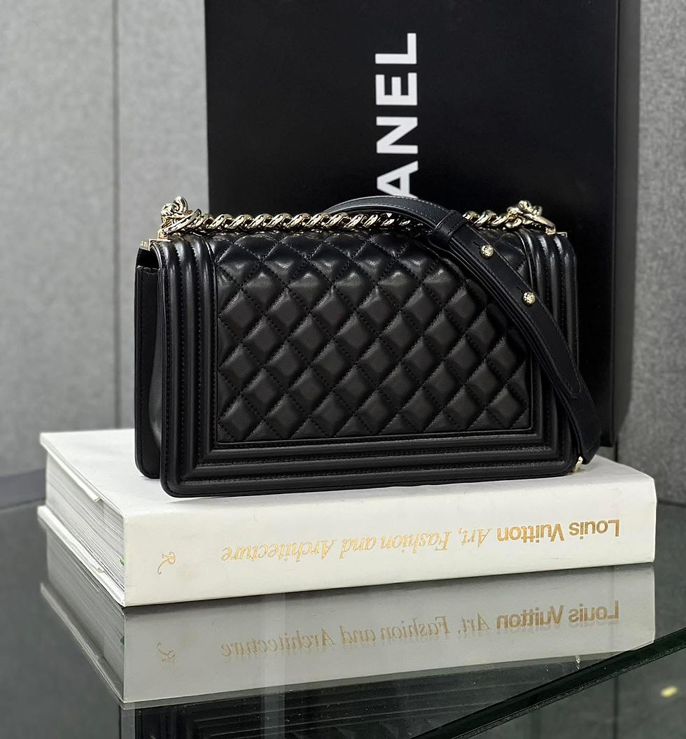 Black Chanel Boy bag, quilted leather