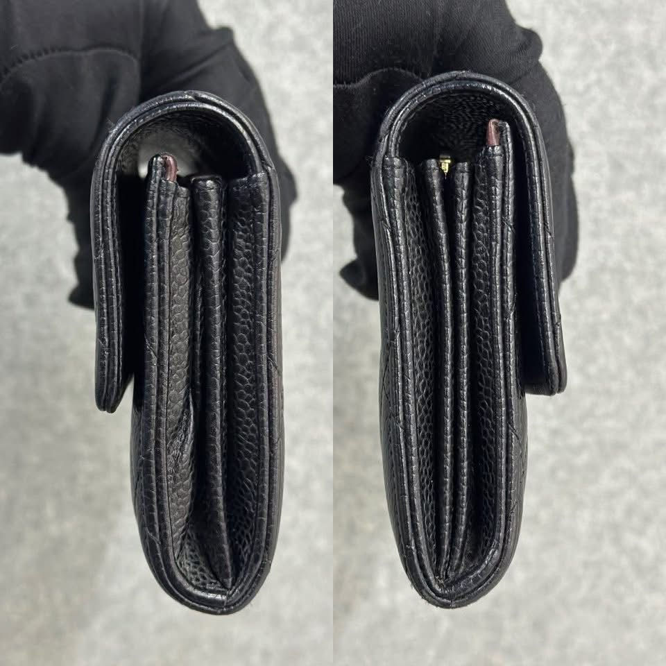 Chanel Classic Long Wallet in Black Side View