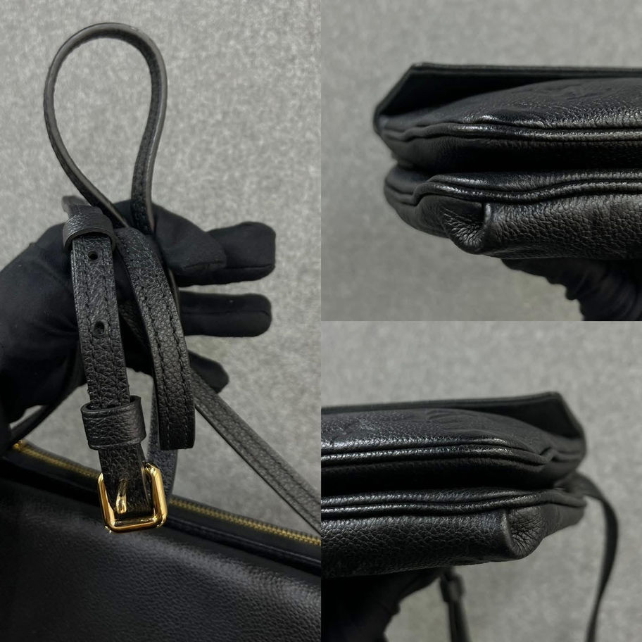 Black leather bag details