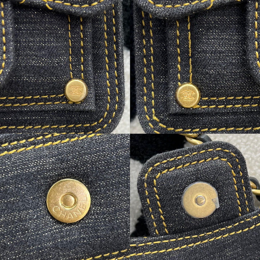 Close-up denim bag details