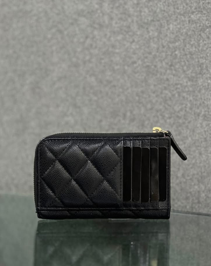 Chanel Classic Zipped Card Case in Black Back View