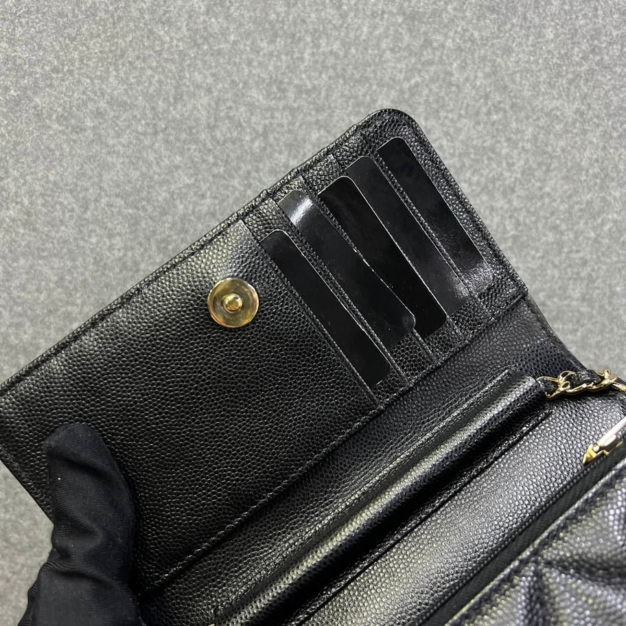 Chanel Mini WOC in Black Open Flap View