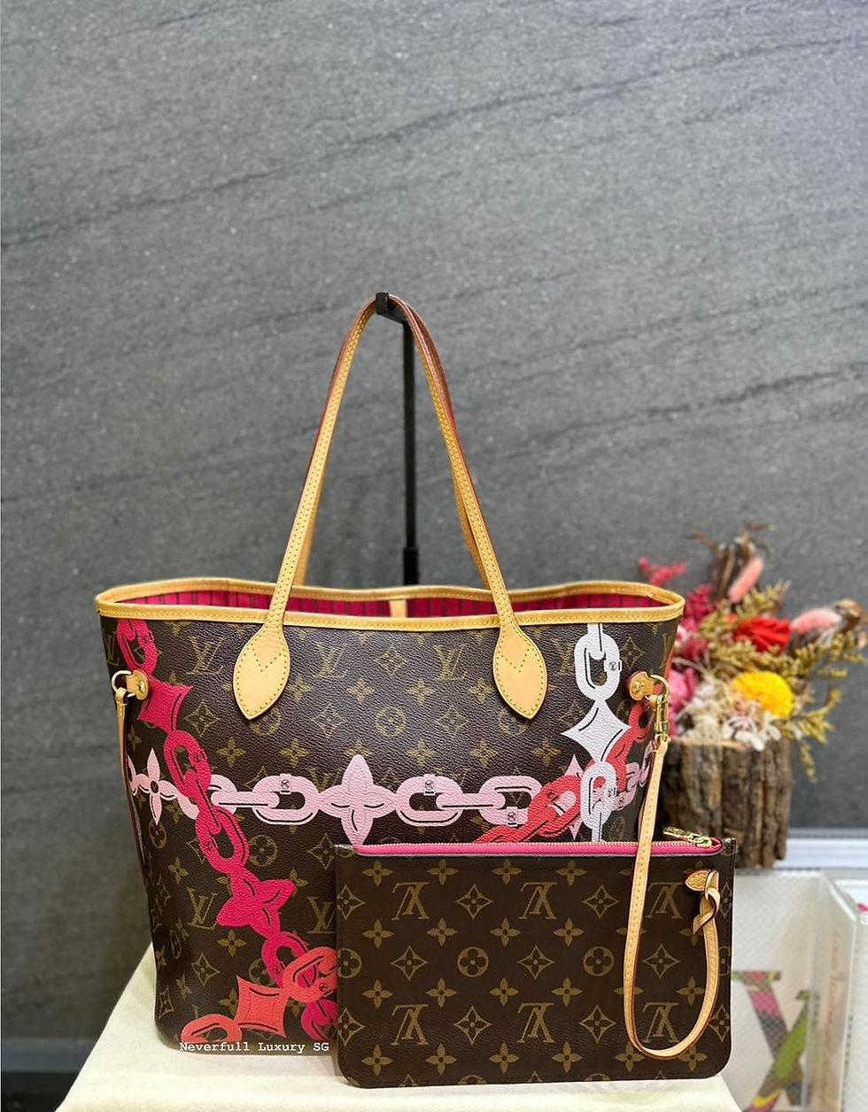 Louis Vuitton Neverfull MM Bay Chain Front View