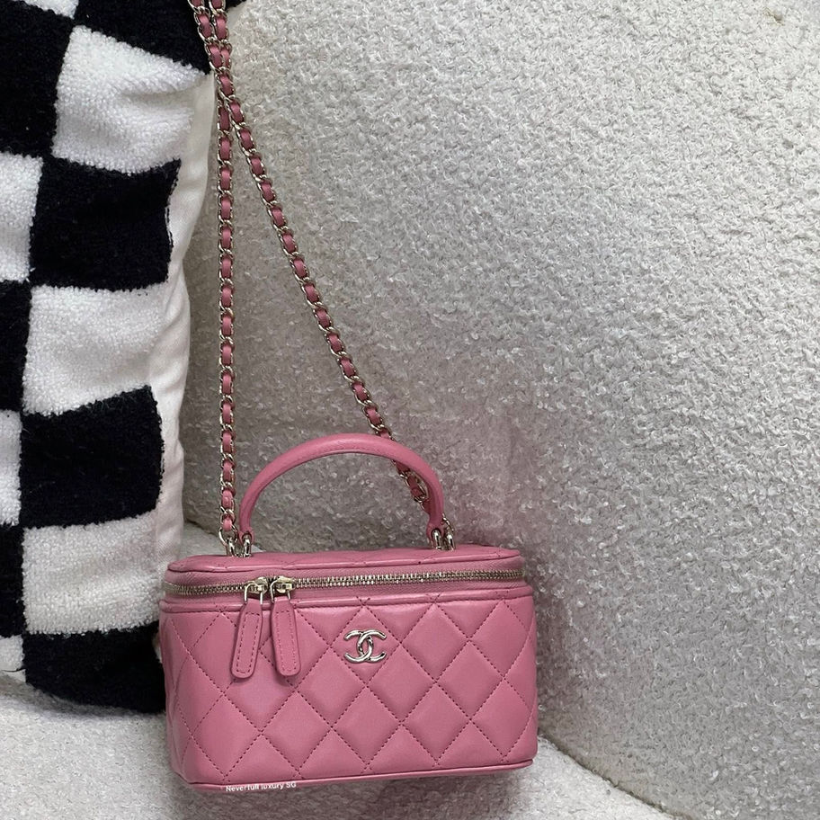 Chanel Vanity Top Handle 22A in Pink Front View