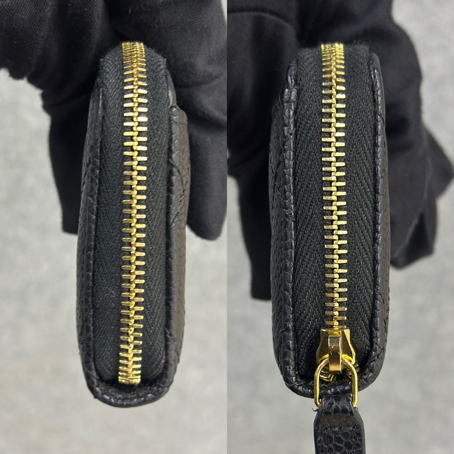 Chanel Classic Compact Zippy Card Case Wallet in Black Side View