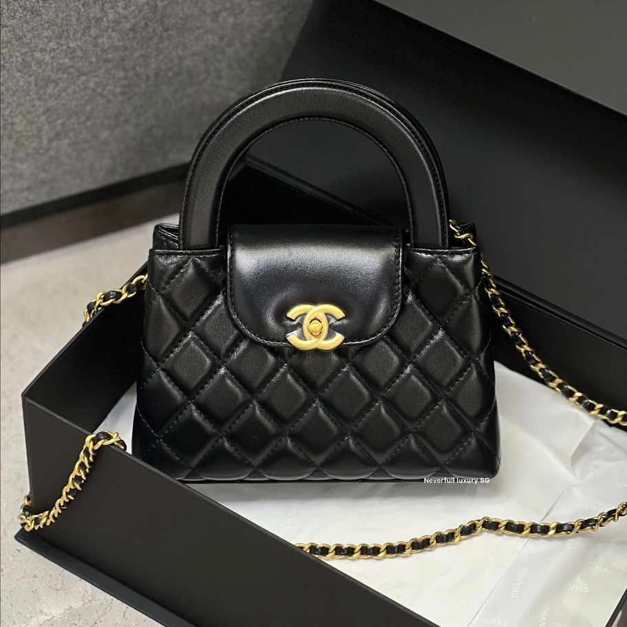 Chanel Mini Kelly Bag in Black Front View