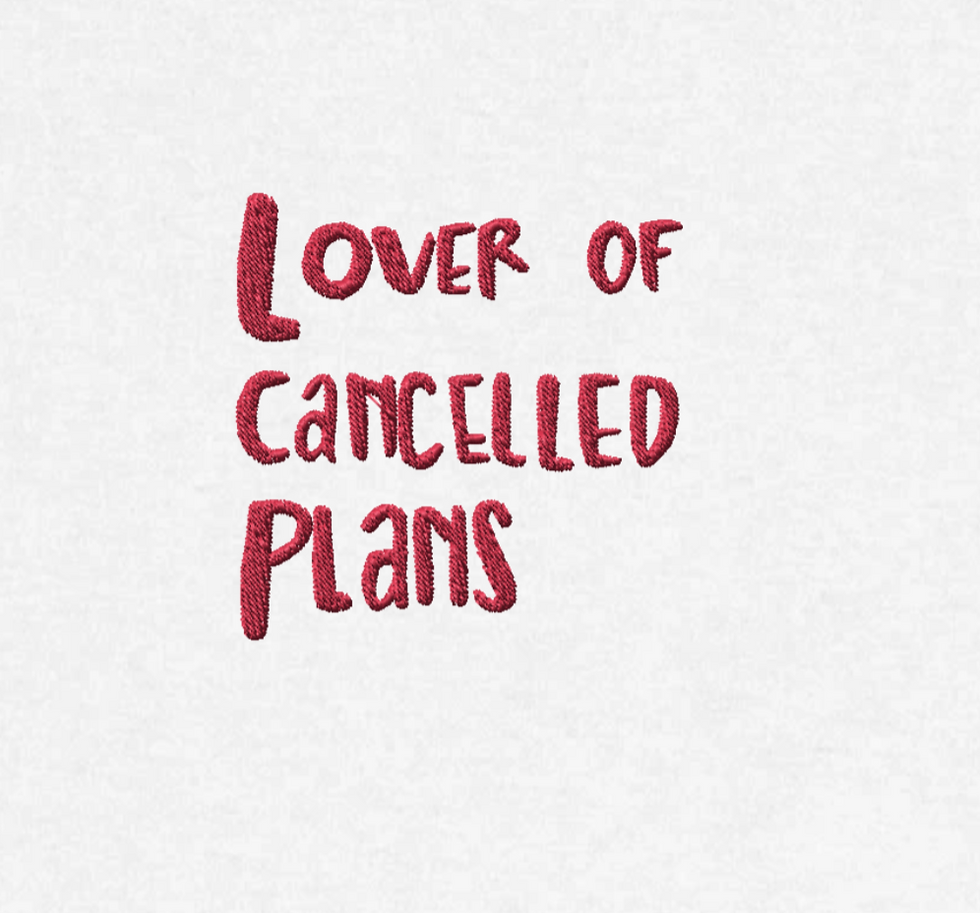 Miniature : Stickerei in Rot: Lover of cancelled plans