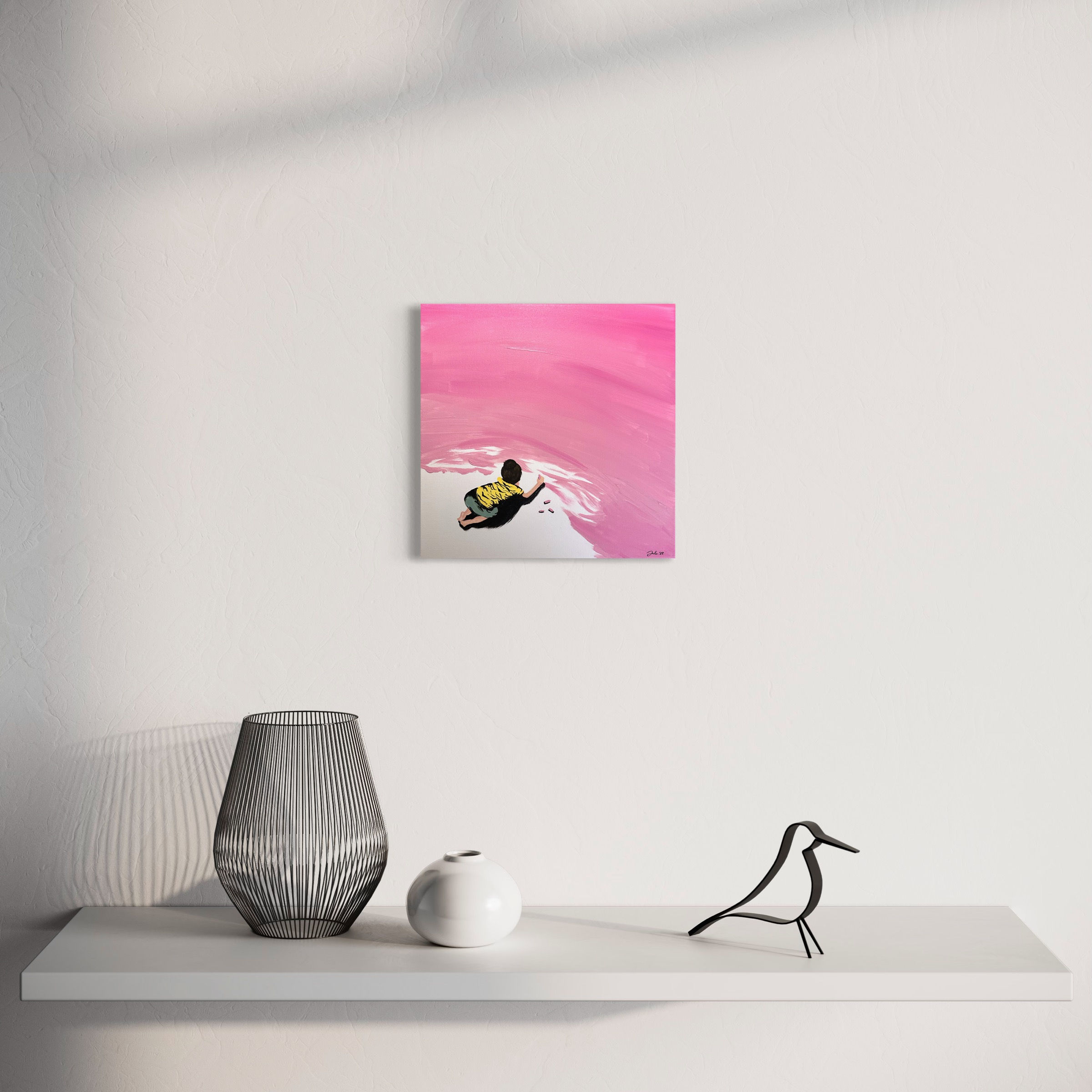 Fille, peinture rose