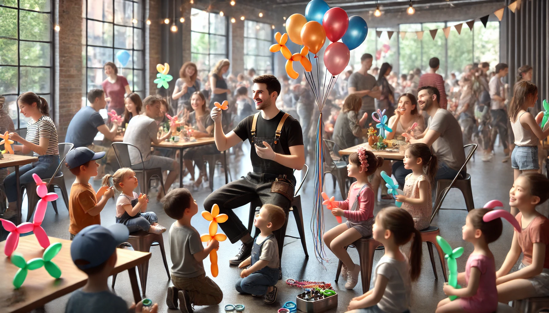 DALL·E 2024-11-28 09.09.55 - A hyper-realistic scene of a professional balloon artist perf