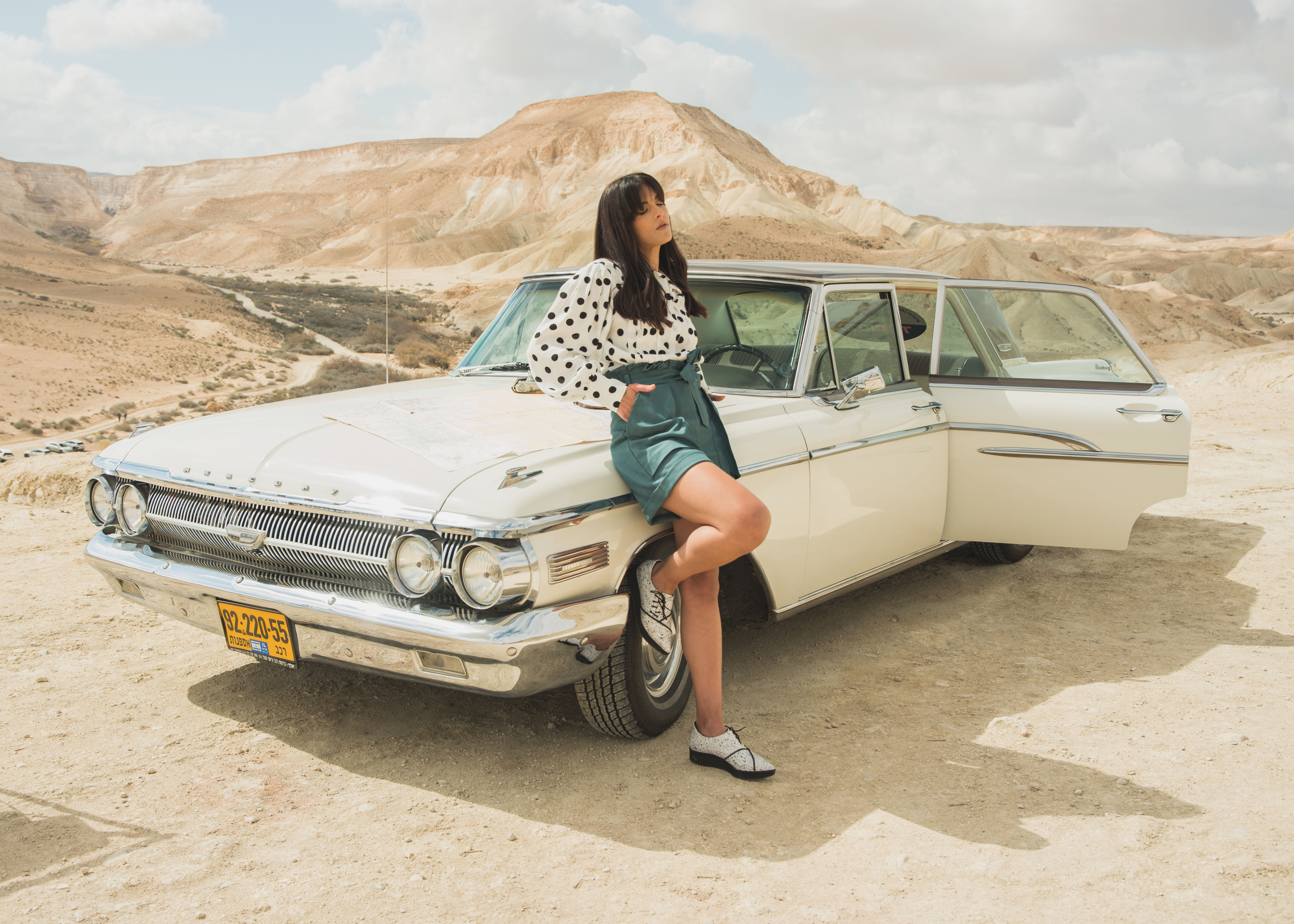 Denim short with pleats