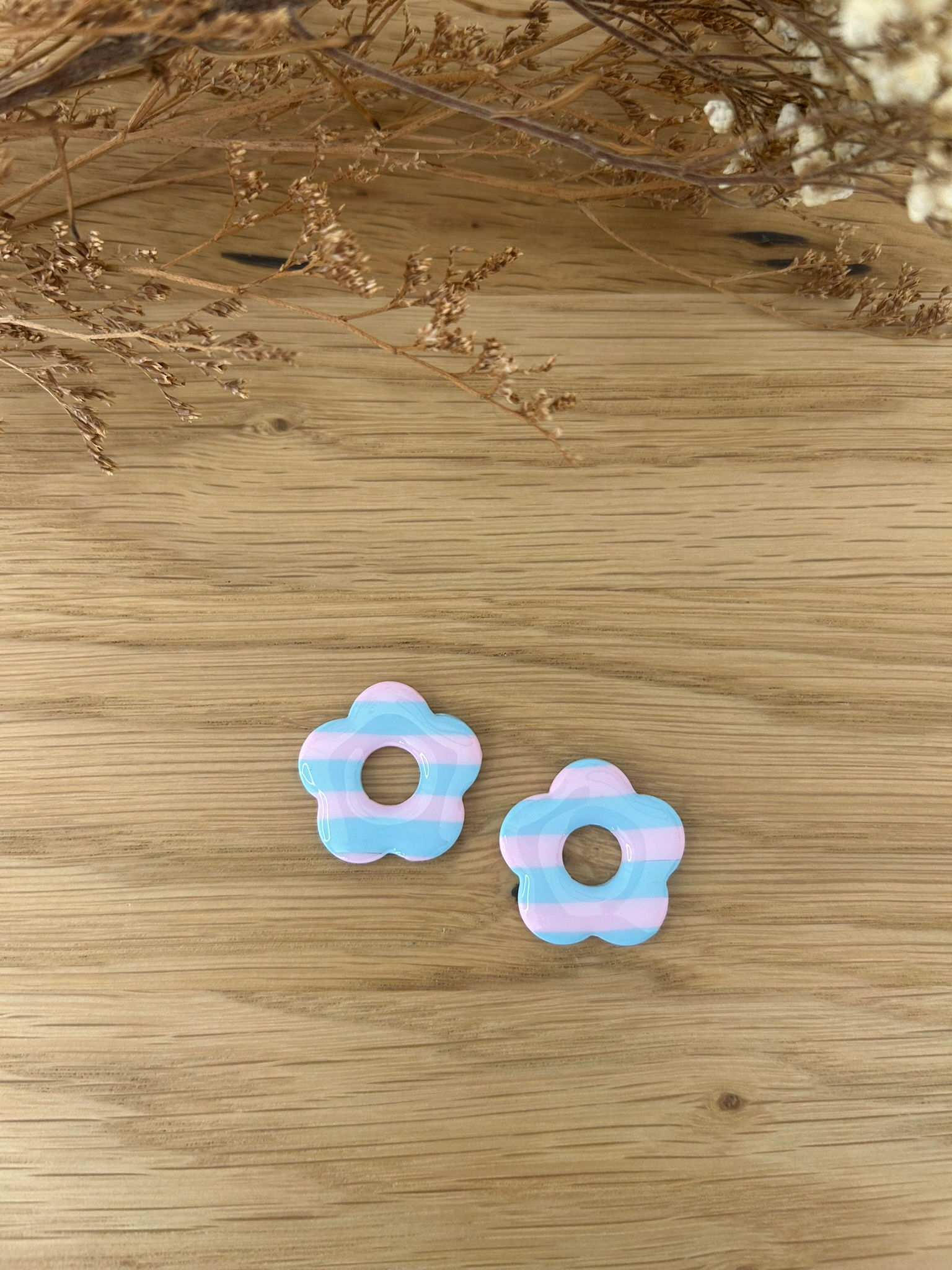 Charms Lily rayé Bleu & Rose