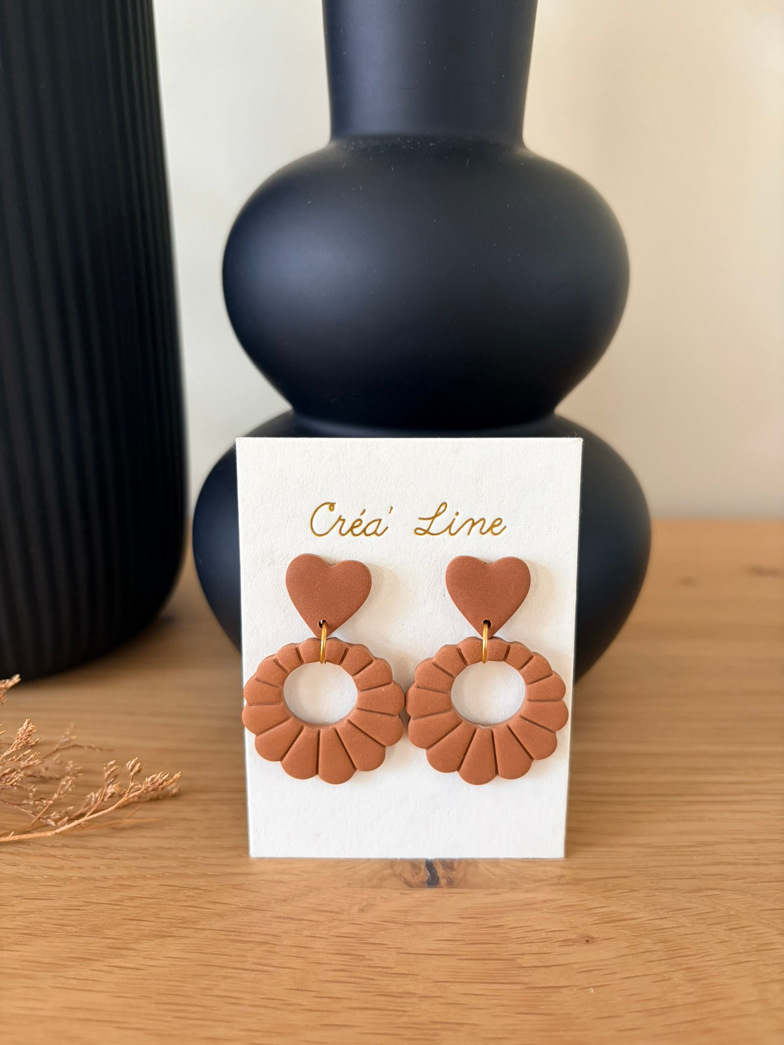 Boucles d'oreilles Coeur cannelle