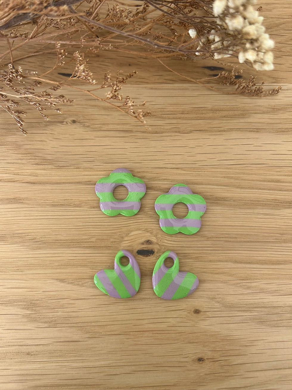 Miniature : Charms Rayé Vert & Mauve