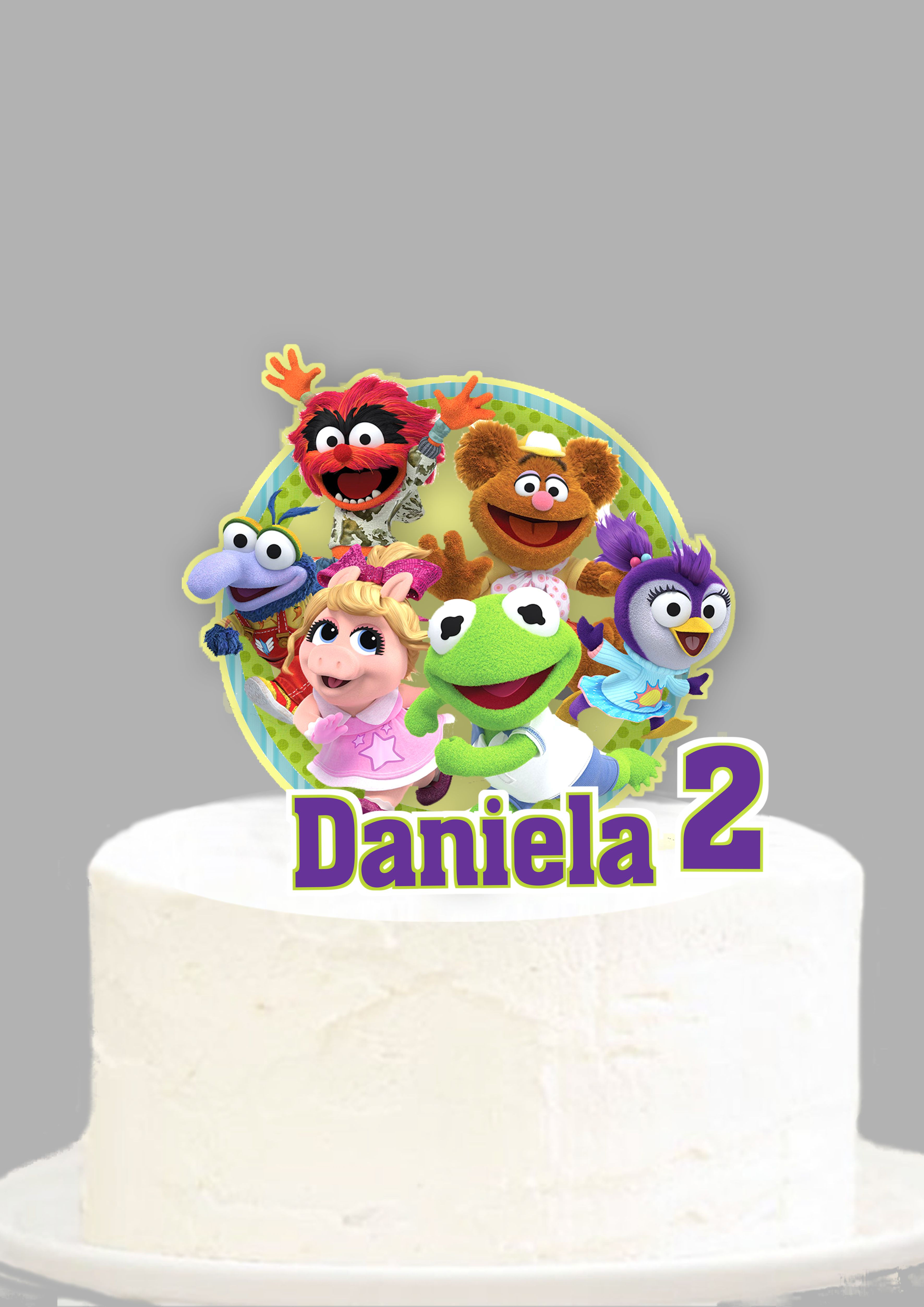 Topo de bolo Marretas Bebés personalizado com nome Daniela e idade para aniversário infantil.