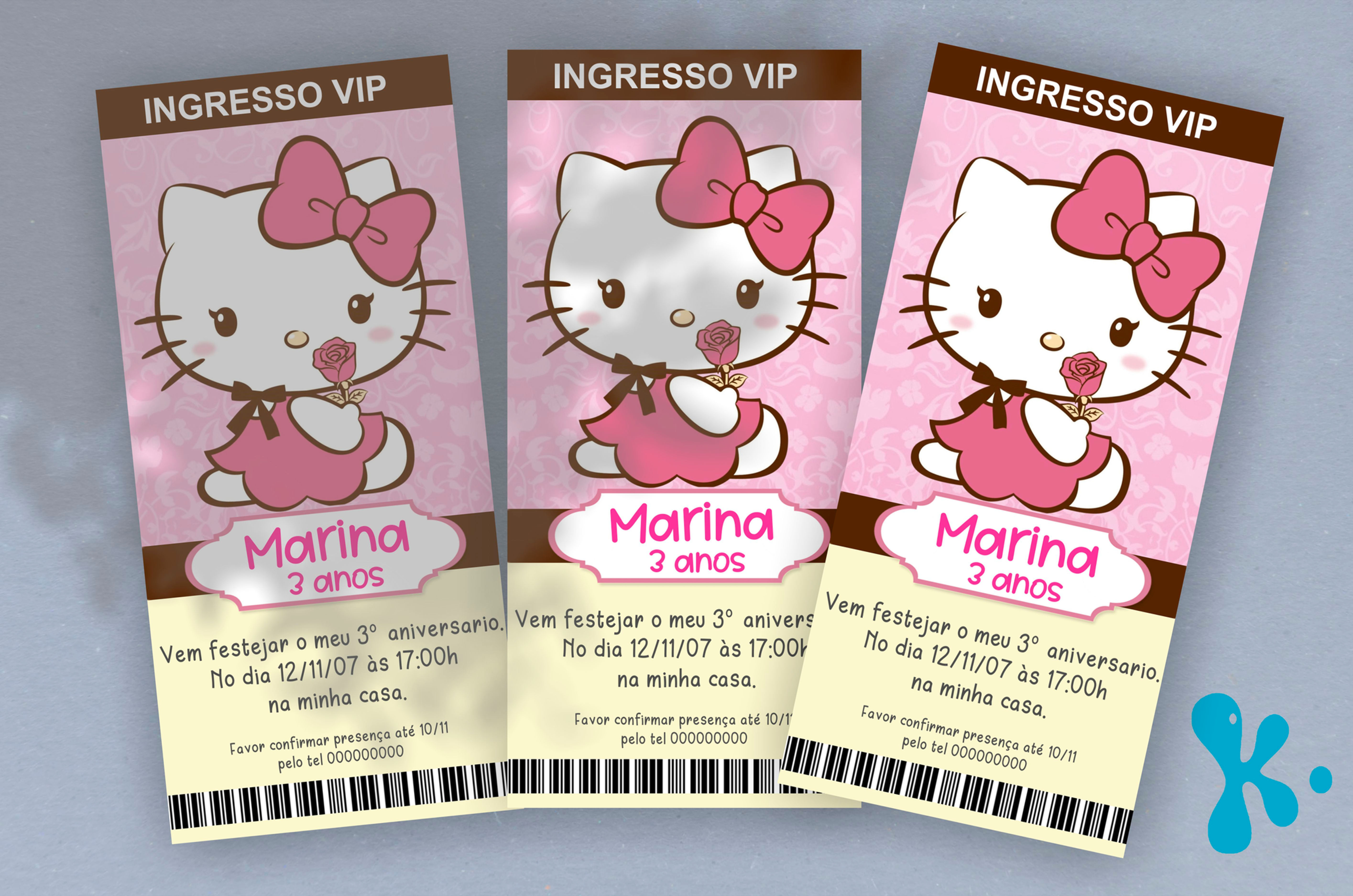 Convite Bilhete Impresso Hello Kitty