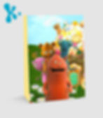 Saco lembrança personalizado Cuddlies BabyTV com personagens coloridas em cenário de relva e casinha.