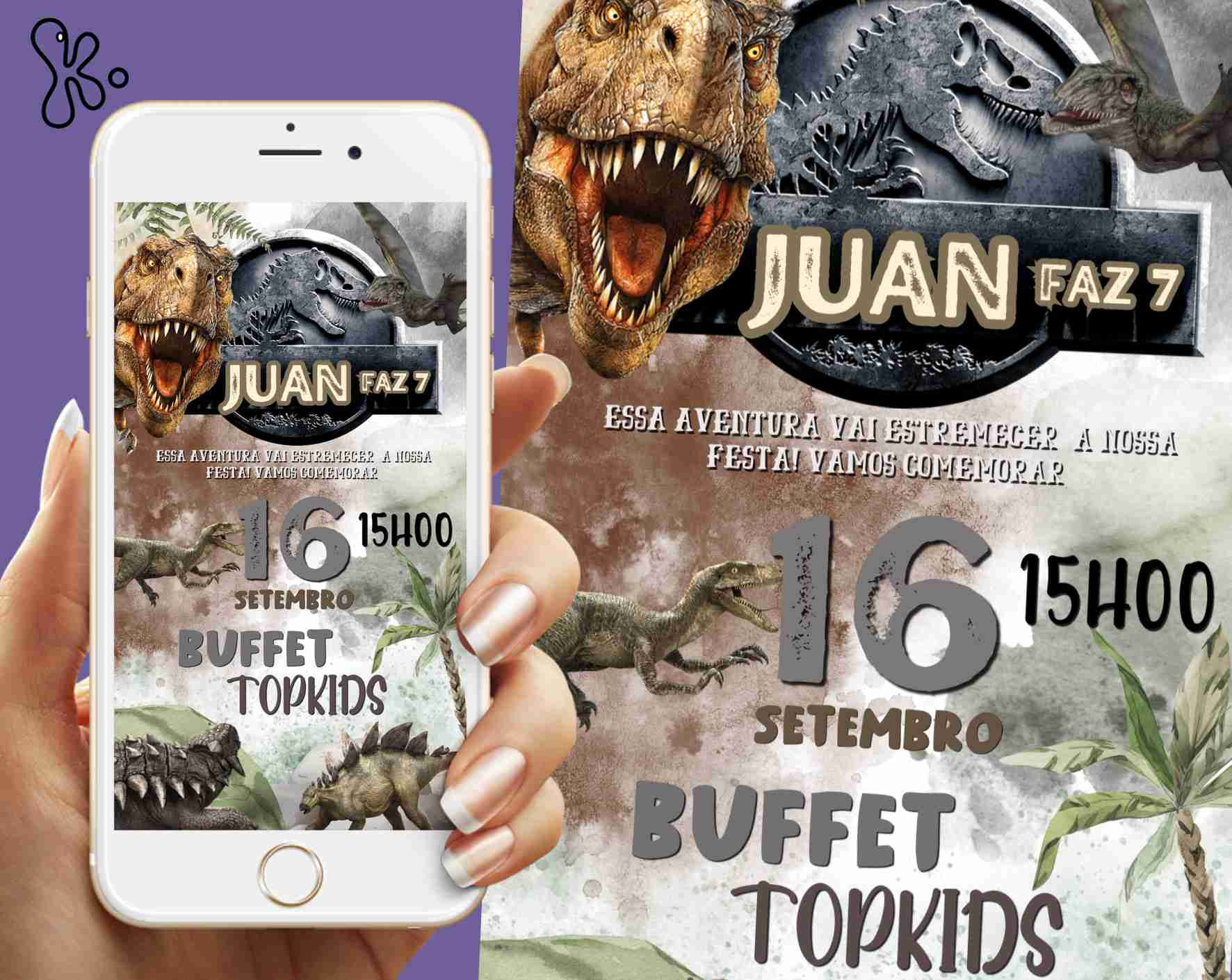 Convite Digital Dinossauros Personalizado – Festa Infantil Pré-Histórica