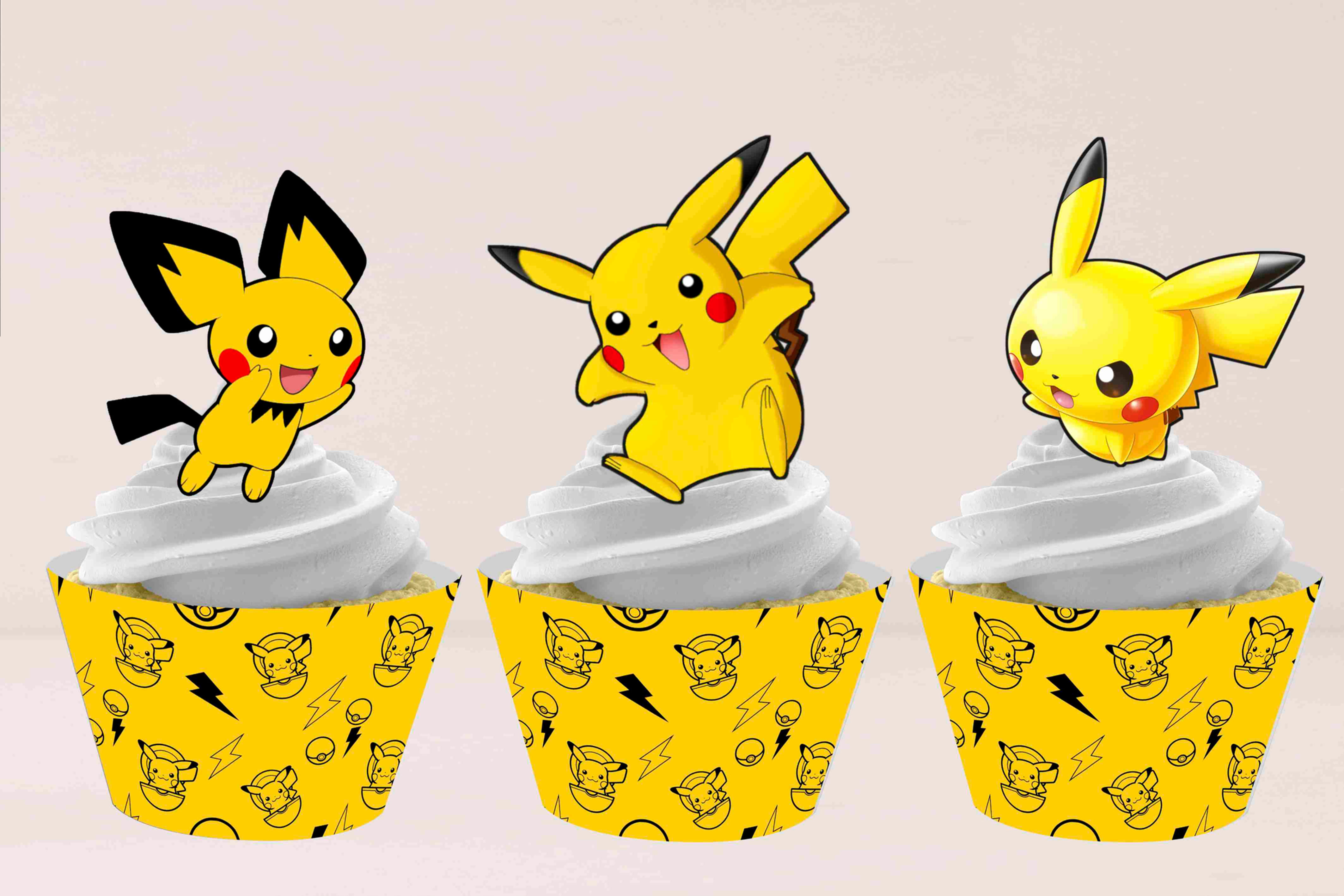 Conjunto de topper e wrapper Pikachu