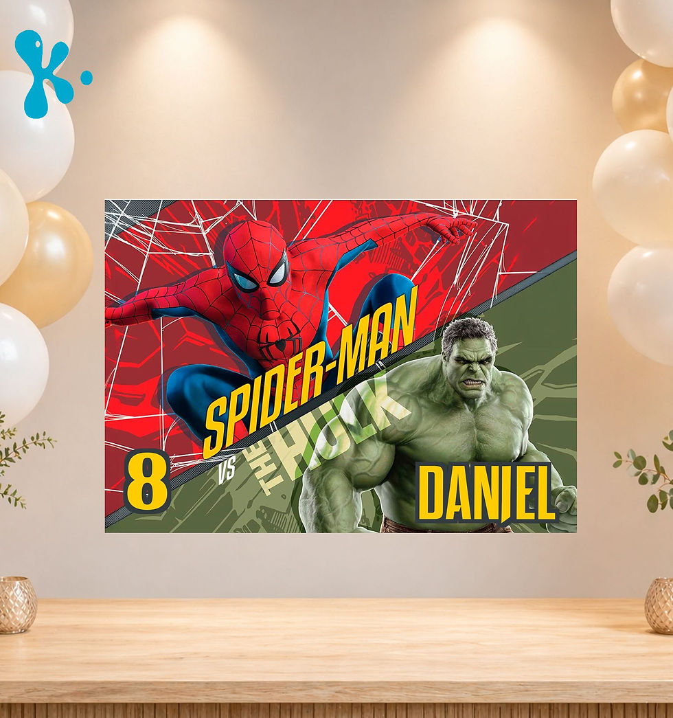 artaz Personalizado Spider-Man e Hulk com nome e idade para festa infantil
