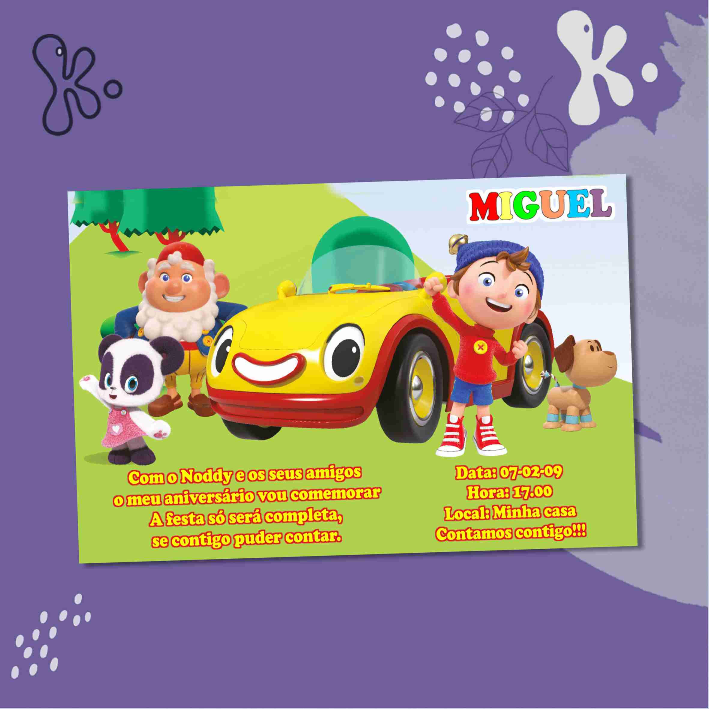 Convite Digital Noddy Personalizado – Para Aniversários Infantis Cheios de Magia
