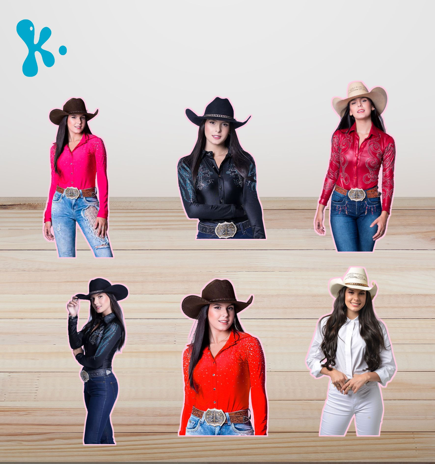 Figuras de mesa da cantora Ana Castela com looks sertanejos
