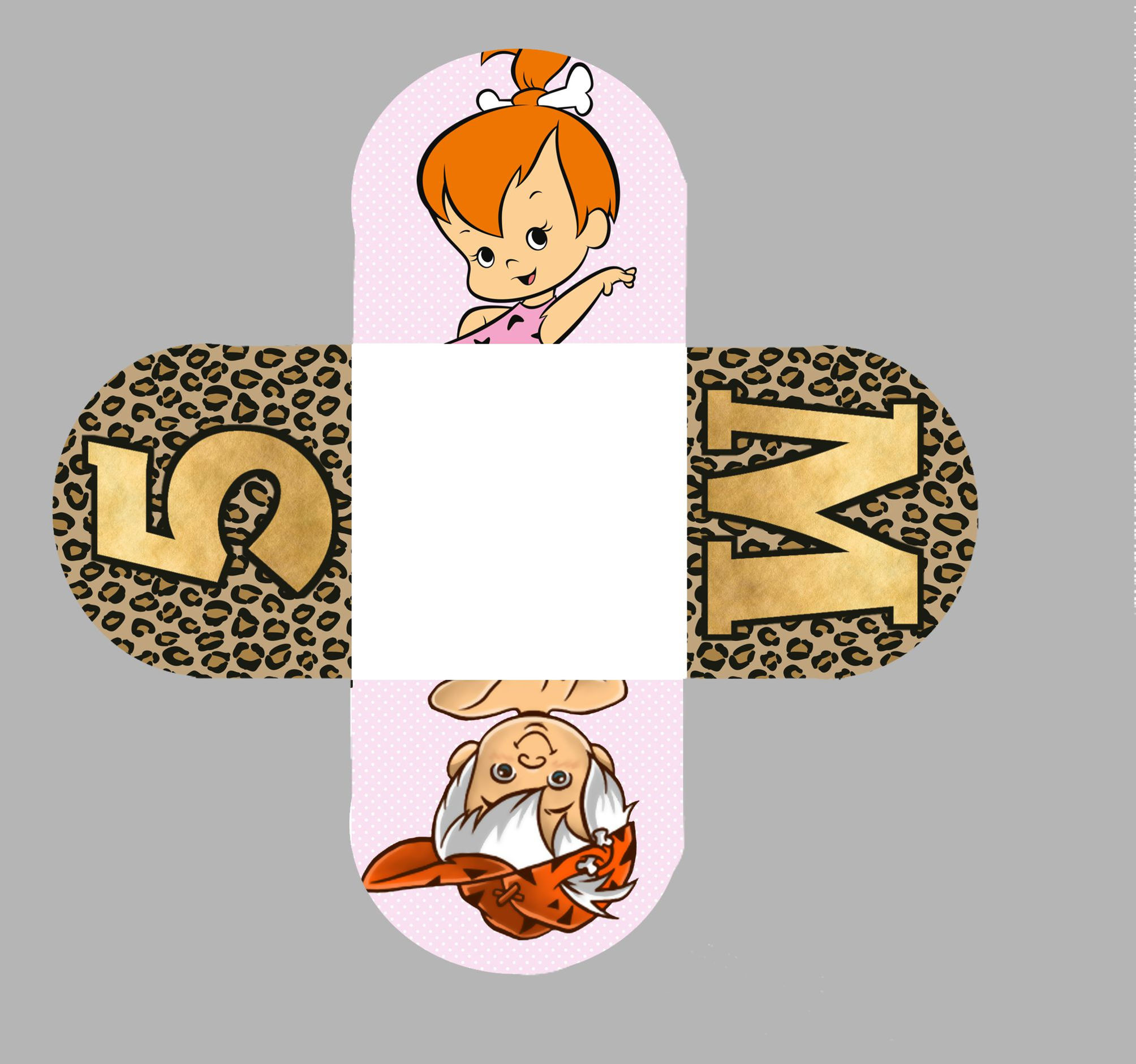 Caixetas personalizadas Flintstones com padrão leopardo e personagens em estilo cartoon