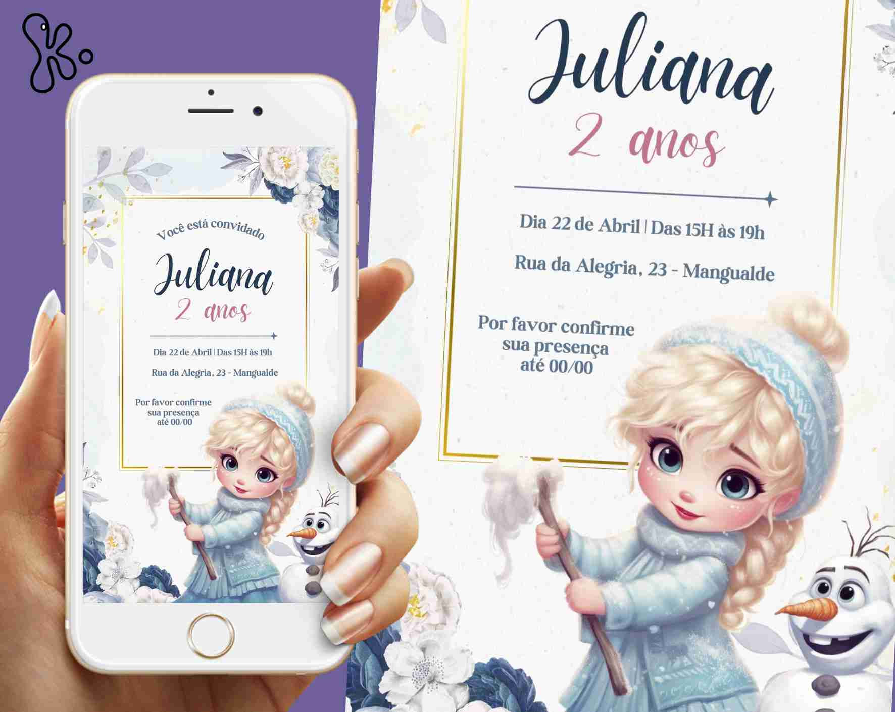 Convite Digital Frozen Baby com Elsa — Personalizado para WhatsApp ou Impressão