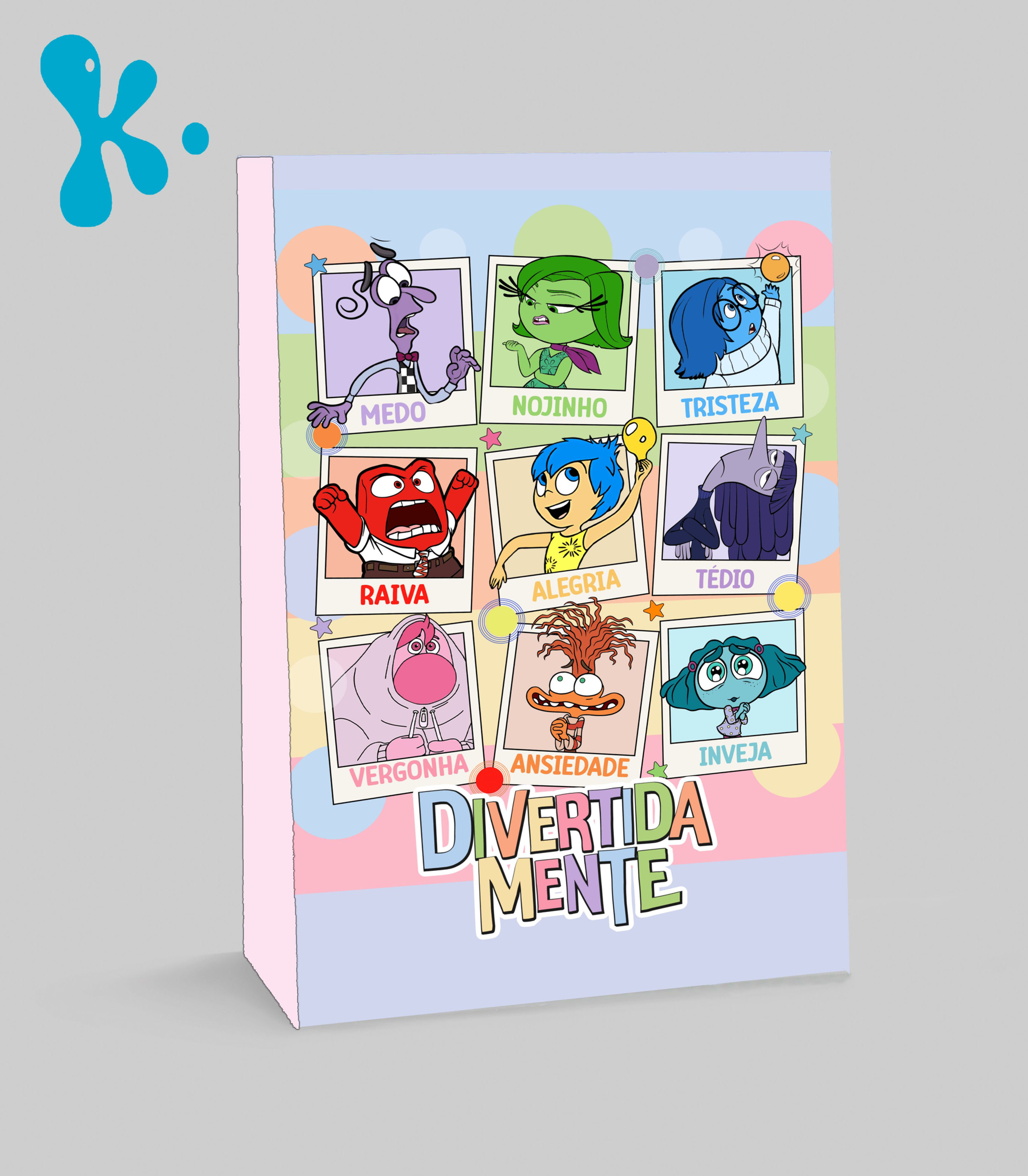 Saco lembrança Divertida Mente personalizado com personagens das emoções