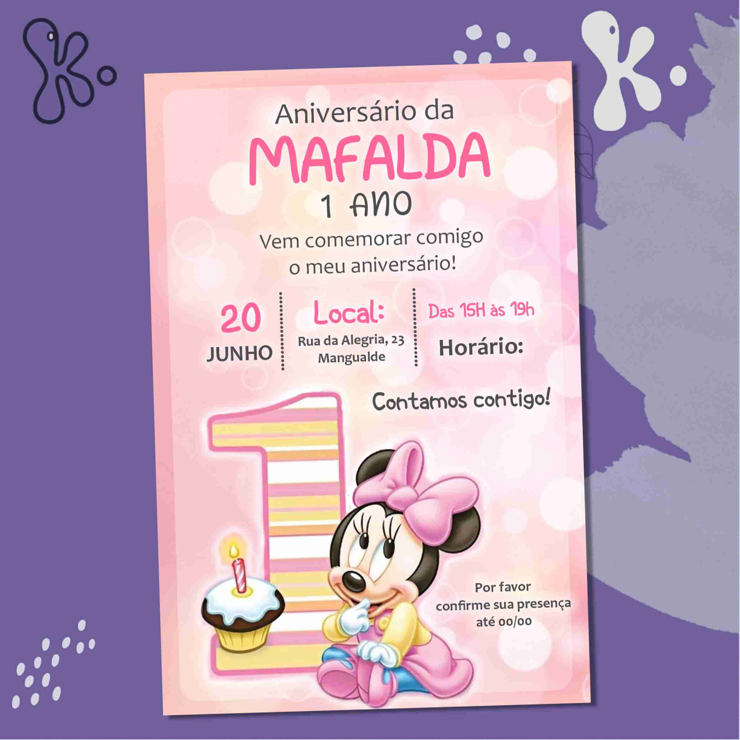 Convite Digital 1º Aniversário Minnie 5