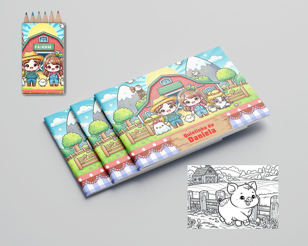 Livro de colorir 15 cm x 10 com Lápis de Cor Quintinha