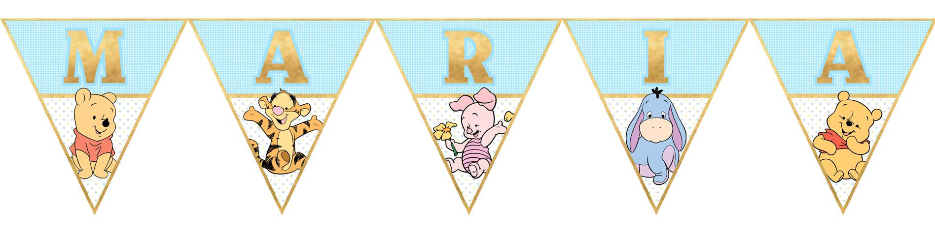 Bandeirolas com Nome Baby Winnie The Pooh